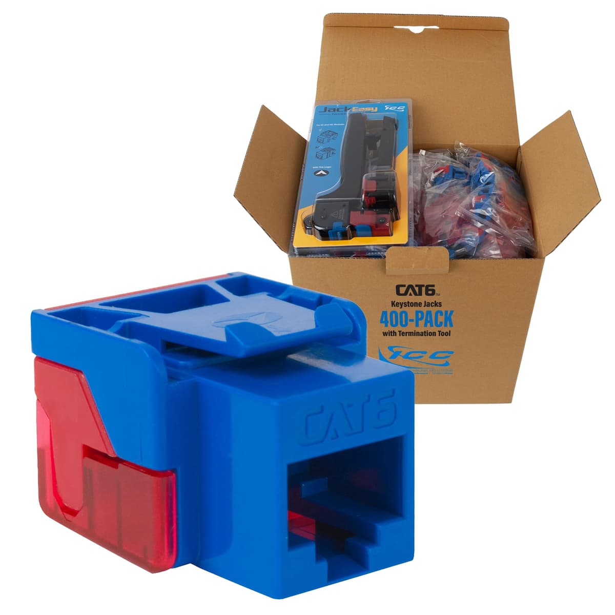 ICC CAT6 Keystone Jack EZ Style Azul 400 Pack IC107L6VBL