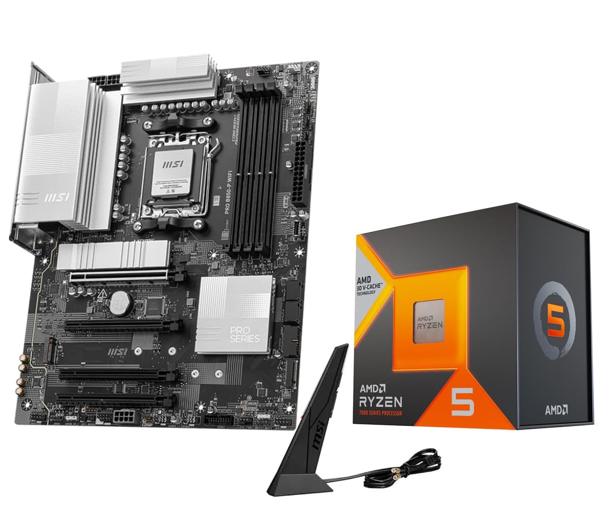 INLAND Micro Center Procesador AMD Ryzen 5 7600X3D con Placa Madre MSI PRO B850-P WiFi (ATX, AM5, DDR5, PCIe 5.0, M.2 Gen5, Wi-Fi 7) 7600X3DPROB850PWIFI