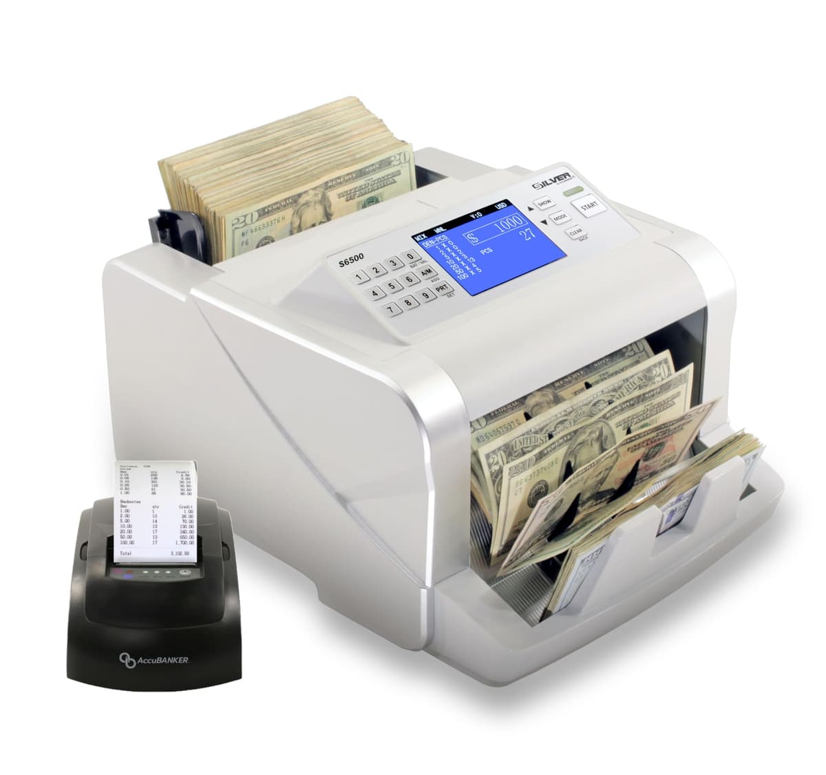 SILVER by AccuBANKER S6500 - Contadora de billetes mixta con impresora S6500MP