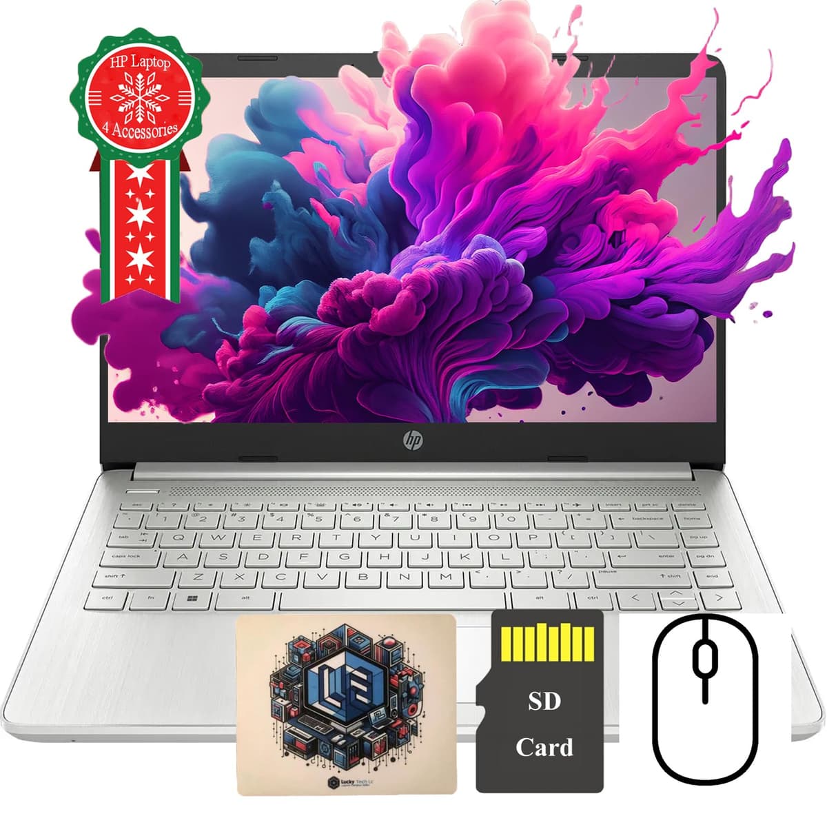 Laptop portátil HP para estudiantes y negocios - 3 paquetes gratis, Windows 11 Pro, Microsoft 365, ultraligera y delgada, pantalla HD de 14" para estudio y trabajo, 16 GB DDR4,384 GB de almacenamiento (128 GB eMMC + tarjeta de 256 GB), Intel de 4 núcleos Celeron N4120