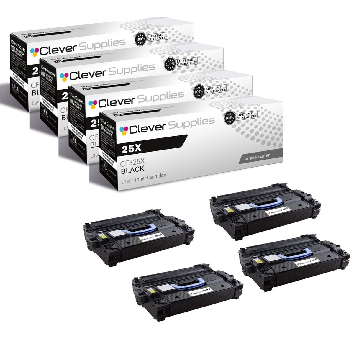Clever Supplies CS Toner Compatible HP 25X CF325X Negro 4 Pack para LaserJet M830z/M806dn/M806X+ CS-HP-25X-4BK