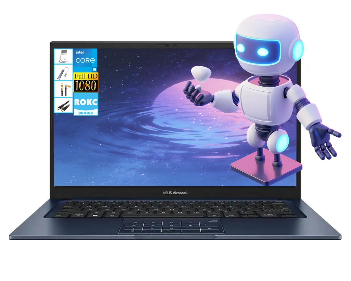 ASUS Vivobook 14" FHD, Intel i5-1335U (10 núcleos), 16 GB RAM | 512 GB SSD, Liviano y batería para todo el día, Durable | Windows 11 | NumberPad | Cámara de privacidad | Portátil | para negocios y estudiantes | Paquete RK X1404VA-I512256