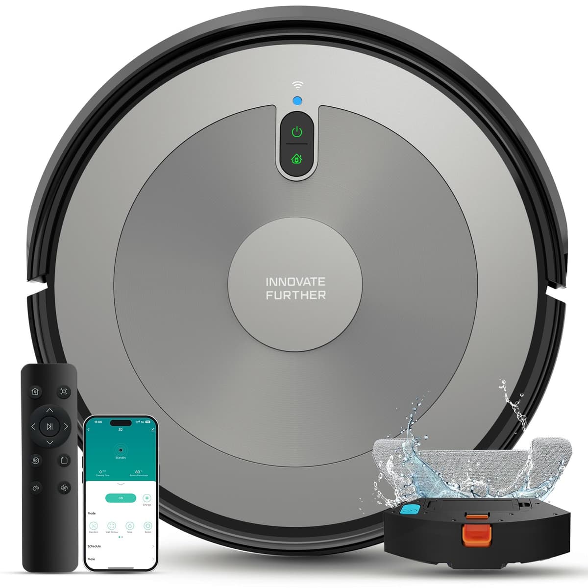 AZQQ S2 Robot Aspiradora y Fregasuelos 3-en-1 con 4000Pa, App y Control Remoto