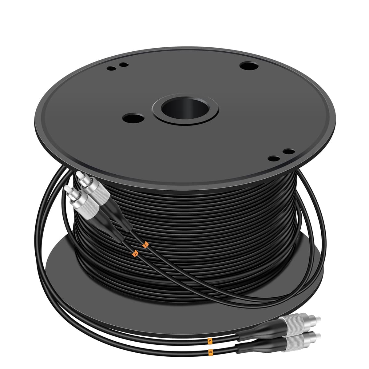 Jeirdus 600M FC-FC Exterior Blindado Duplex 9/125 SM Cable de Fibra Óptica Jumpers - Cordón de Parche Óptico, 600 Metros (1968 ft) Monomodo FBM-OAFCFCSD600