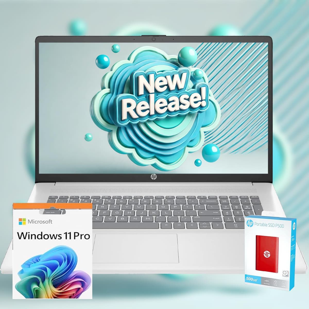 HP 17" Laptop - AMD Ryzen 5 7430U, 32GB RAM, 1.5TB (1TB SSD + 512GB externo), Windows 11 Pro Essiential