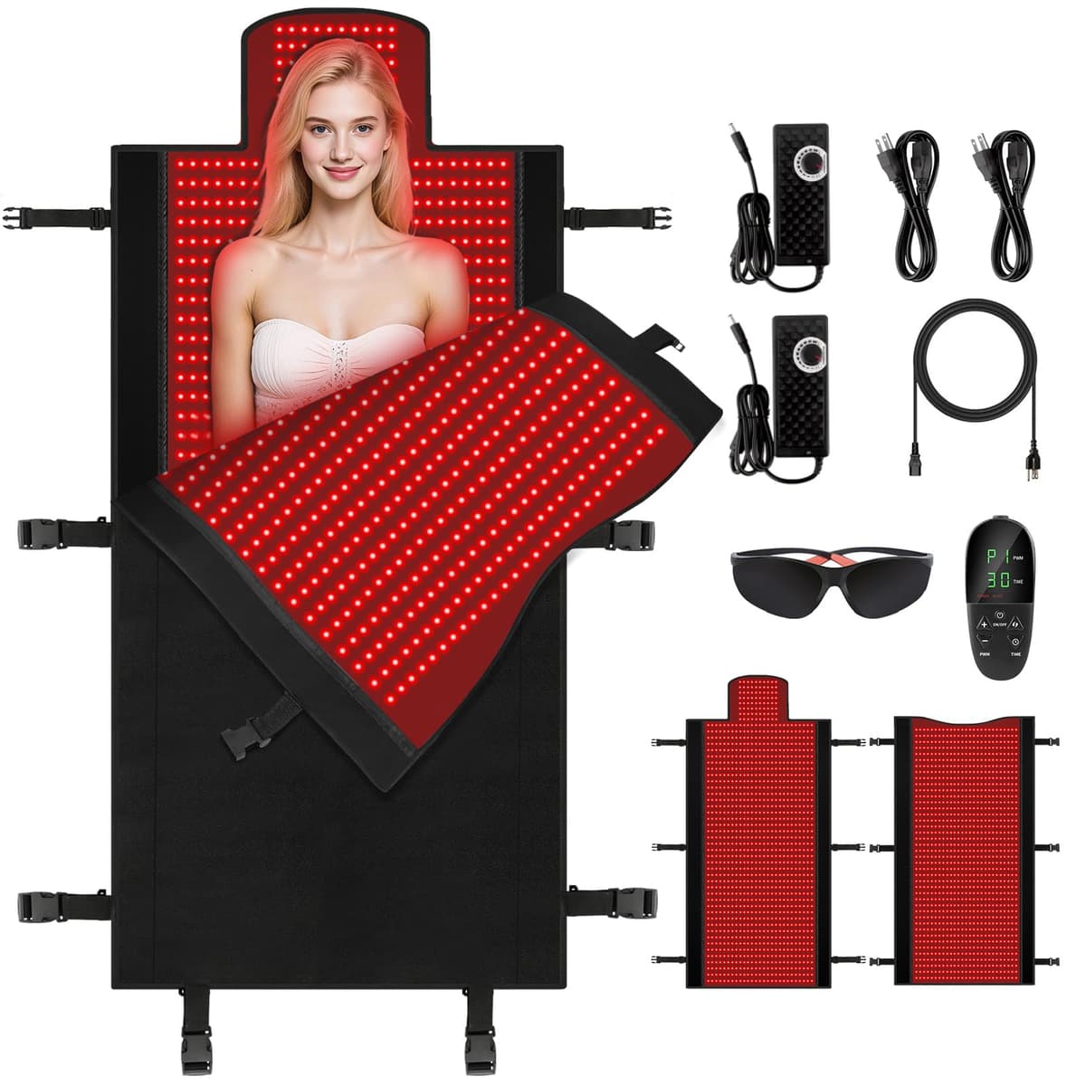 LITDUCK - Colchoneta de terapia de luz roja full-body dual, 2570 LEDs (660nm & 850nm)