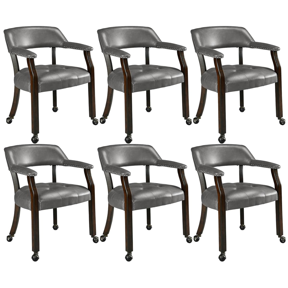 LEEMTORIG Set de 6 sillas de comedor grandes con ruedas y apoyabrazos, XXY-1910-DG LEEXXY-1910-DG06
