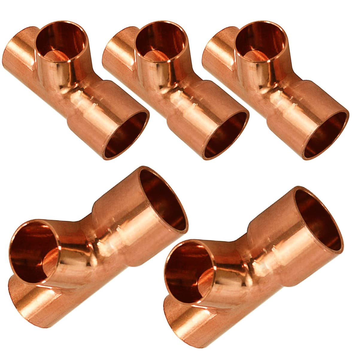 Supply Giant DDSU1547-5 Pack de 5 Tee reductor para cobre con extremos para soldar, 4 X 3 X 3