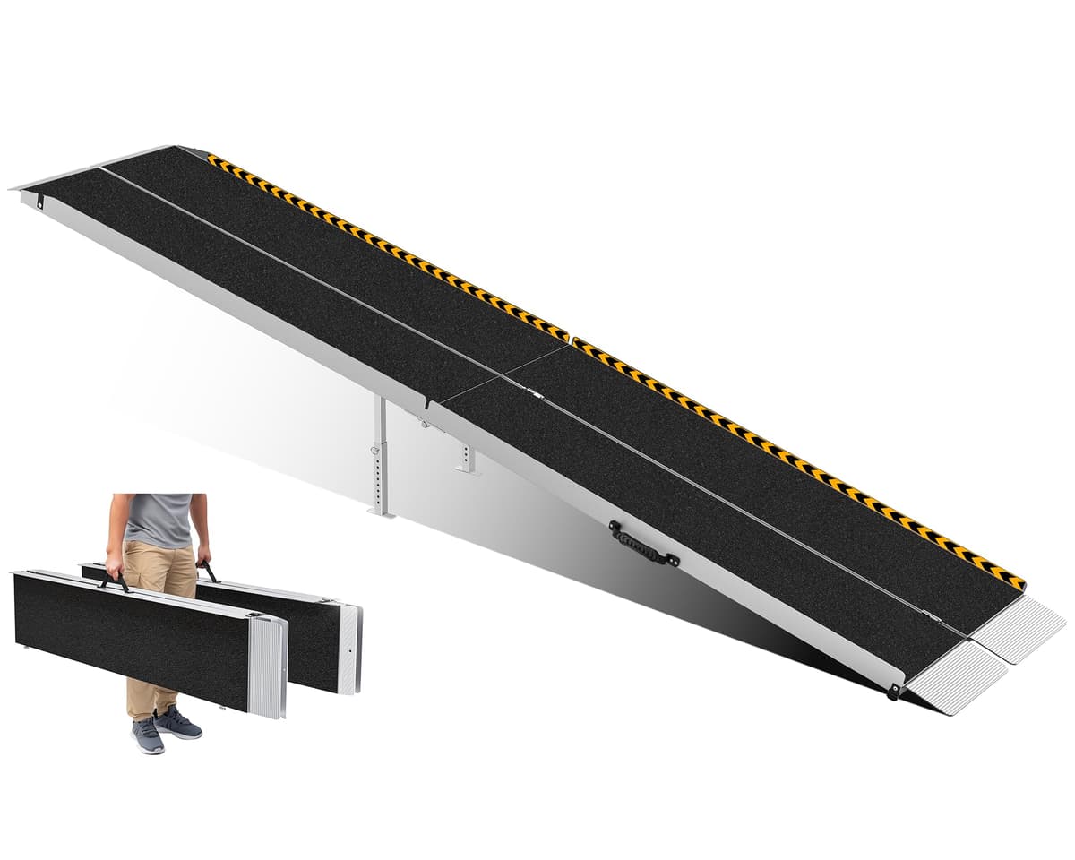 TaiH Leo Rampa para Silla de Ruedas 12ft, Aluminio Antideslizante Plegable con Patas de Soporte wheelchair ramps