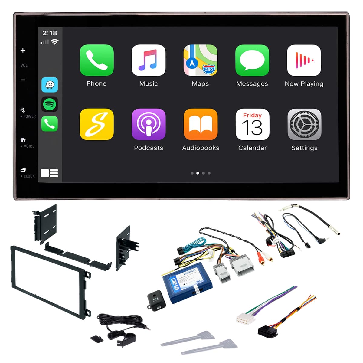 STINGER Estéreo de Auto Doble Din 6.8” para Silverado, Sierra, Tahoe, Suburban, Yukon, Radio, Android Auto, Apple CarPlay Certificado, Bluetooth, Controles al Volante, Kit Completo (2003-2006) | Diseñado en EE. UU. STGGMK422RPDDB
