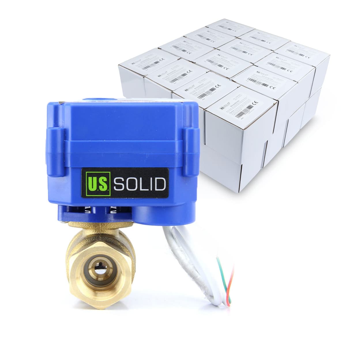 U.S. Solid Válvula de Bola Motorizada 3/4" de Latón con Puerto Estándar, 9-24V AC/DC, Retorno Automático (Pack de 25) USS-MSV00106