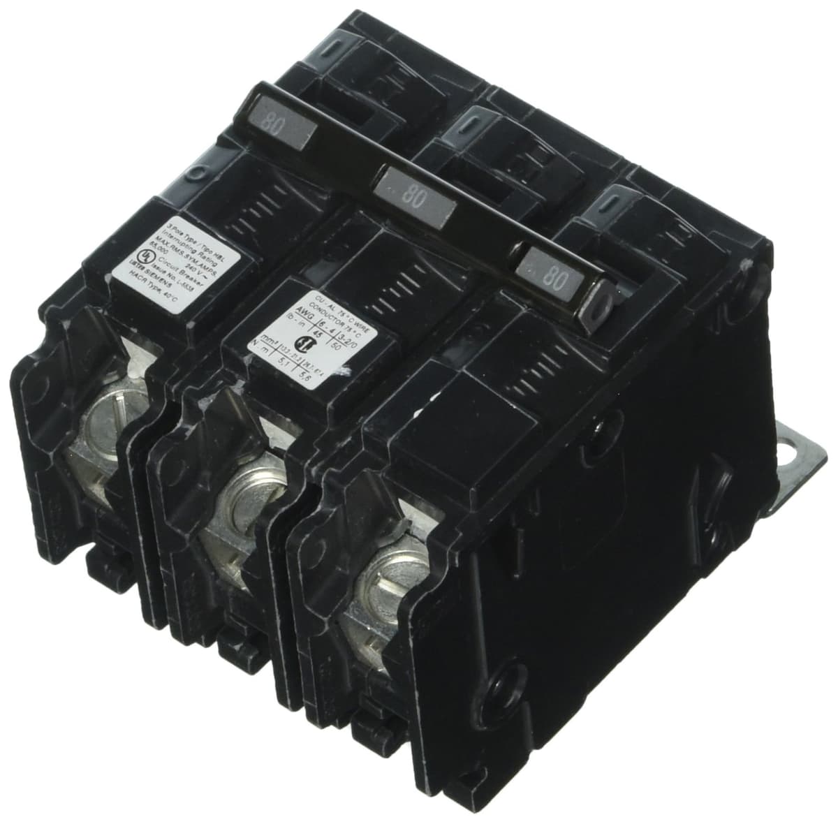 SIEMENS B380HH Interruptor empotrable de 80 amperios, tres polos, 240 voltios, 65KAIC
