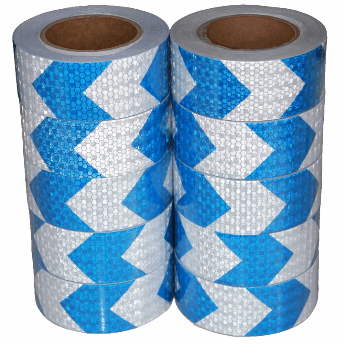 tuyrchu Cinta reflectante azul y blanca 2" x 66 ft - 10 rollos - Impermeable