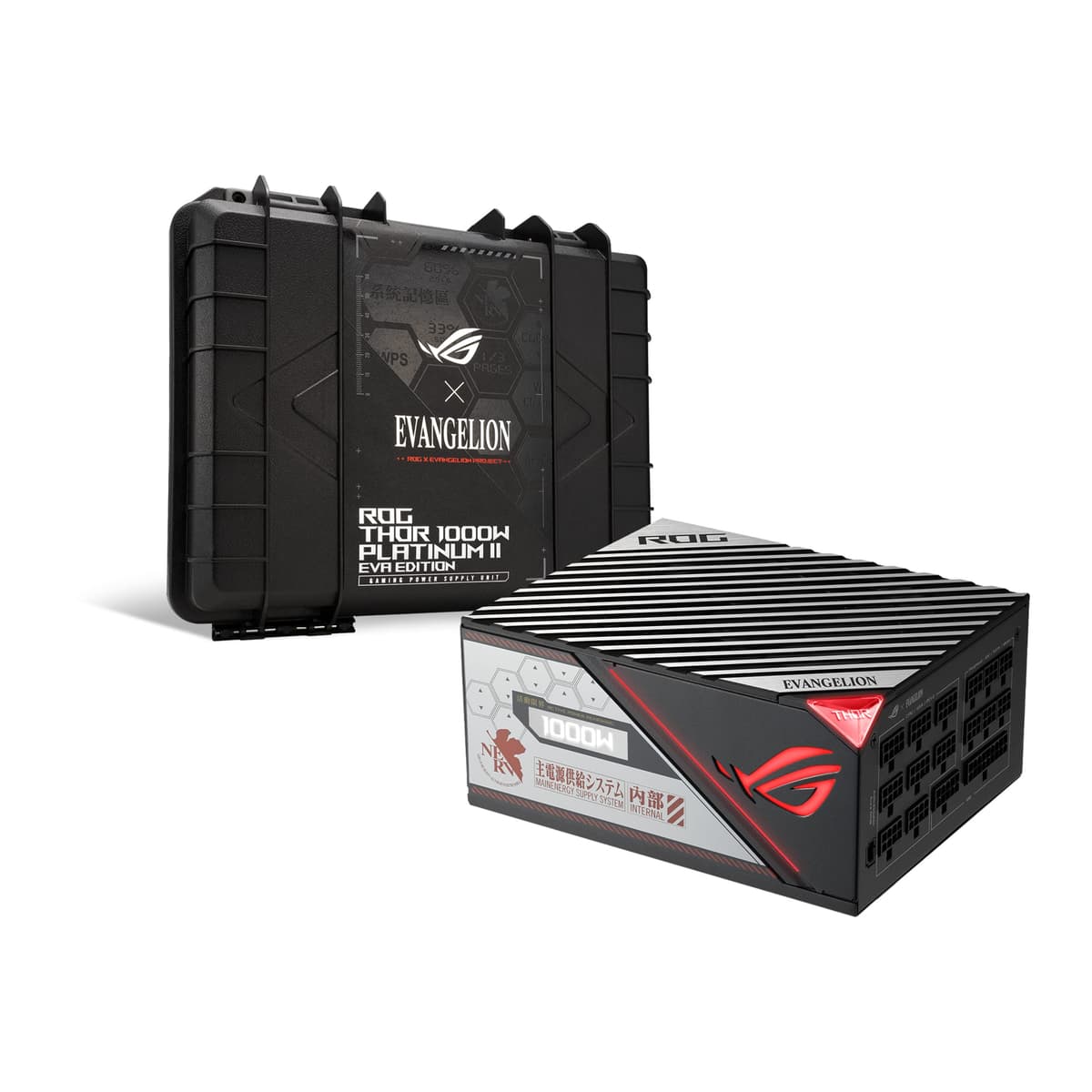 ASUS ROG Thor 1000W Platinum II EVA Edition (1000W, Fuente de Poder Totalmente Modular, 80+ Platinum, Certificado Lambda A++, Disipadores ROG, Ventilador PWM de 135 mm, Modo 0 dB, Panel OLED, Cables Enmallados, Aura Sync, Garantía de 10 Años) ROG-THOR-1000P2-EVA-GAMING