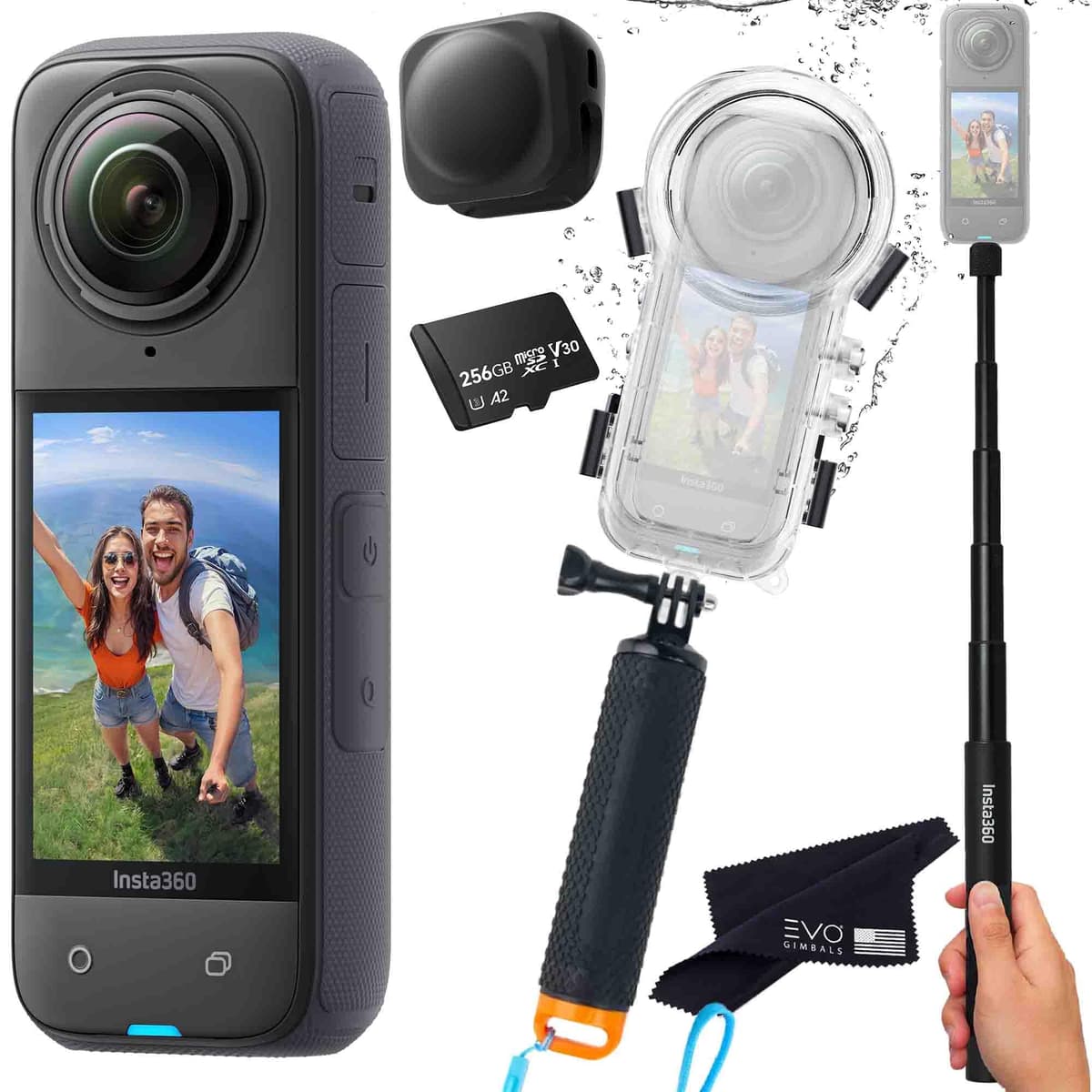 Insta360 X4 Dive Bundle - Cámara 360 sumergible 8K con accesorios (256GB) X4_Dive_Float_SELFIE-STICK_128GB