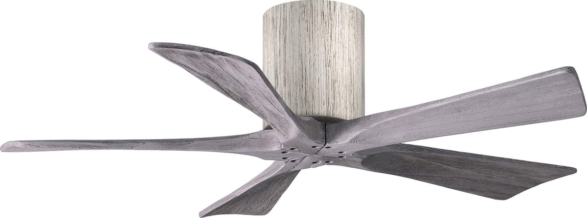 Matthews Fan Company Irene IR5H-BW-BW-42 Ventilador de techo empotrado 42" con control remoto y control de pared, motor DC silencioso, 5 aspas de madera, Barn Wood Tone