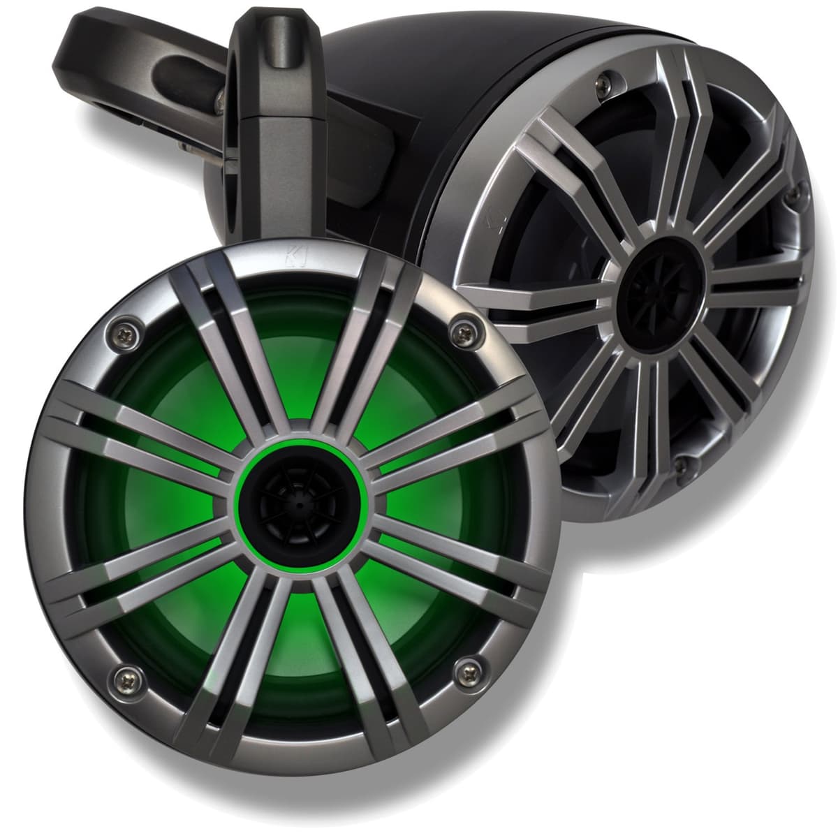 Sistema de Torre Black Wake KICKER con Parlantes Marinos RGB LED Plateados de 6.5" (Par) (2)BKM6LS+12KMTES