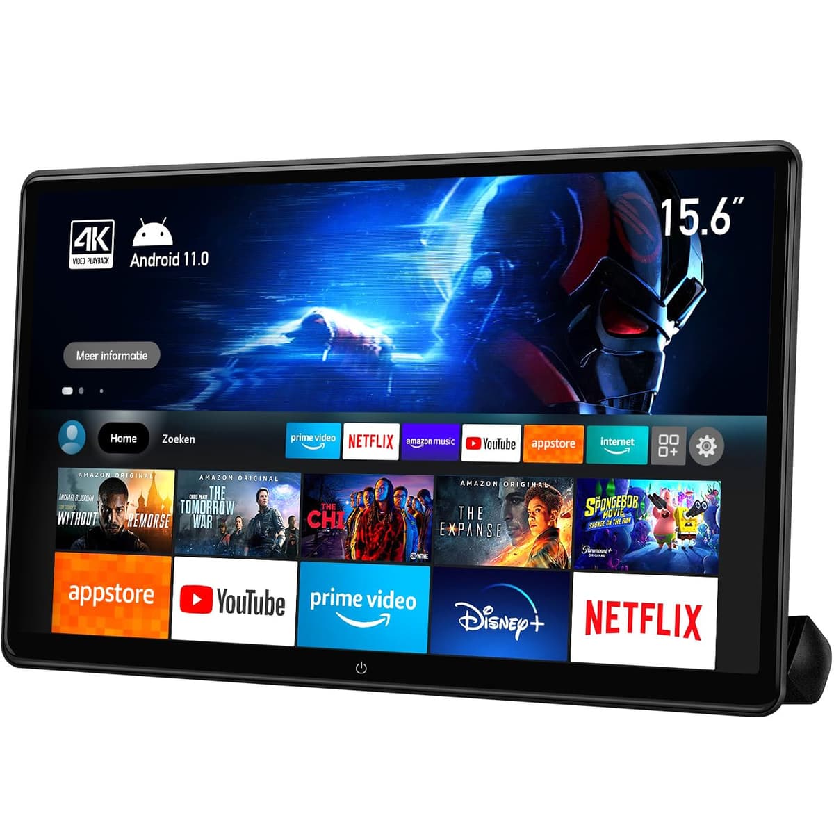 Seventour Monitor de reposacabezas para auto Android 4K de 15.6 pulgadas para asiento trasero, sistema de entretenimiento trasero, compatible con enlace inalámbrico de teléfono y pantalla táctil, con WiFi/Bluetooth/HDMI/USB/reproductor de video 4G+64G (1 unidad) TZ156