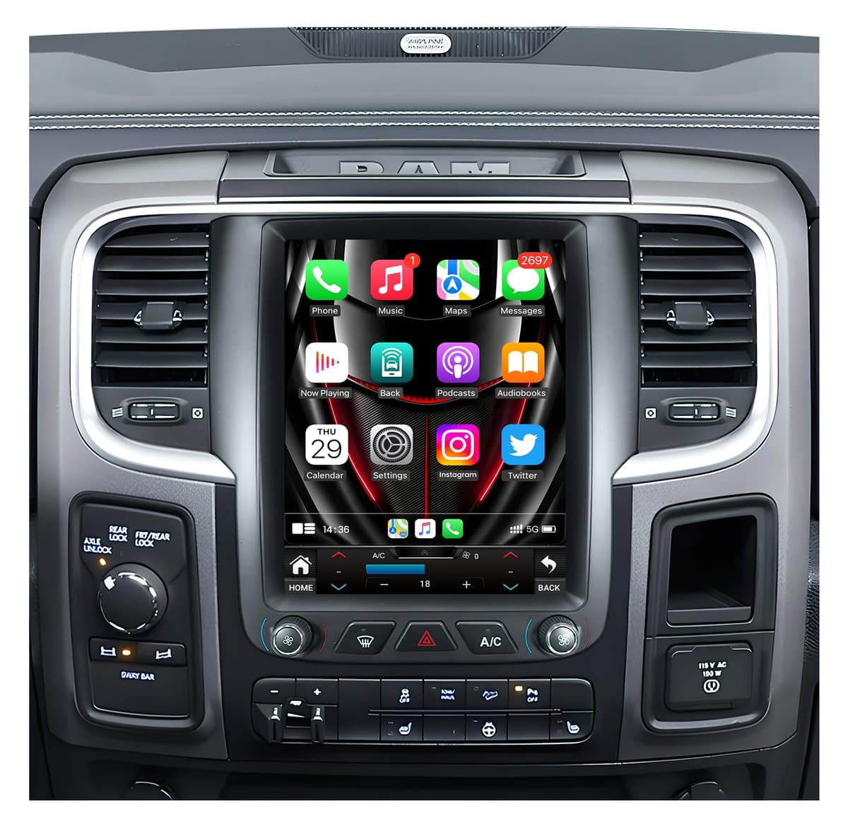 Fortdows Radio Android 10.4" para Dodge Ram 1500/2500 2013-2018 con CarPlay Wireless 8Core 4G+64G