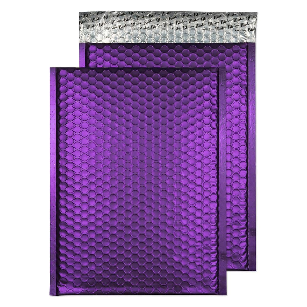 Blake Purely Packaging C4 324 x 230 mm Matt Metallic Bubble Envelopes Peel & Seal (MTBC324) Blackcurrant - Pack de 100