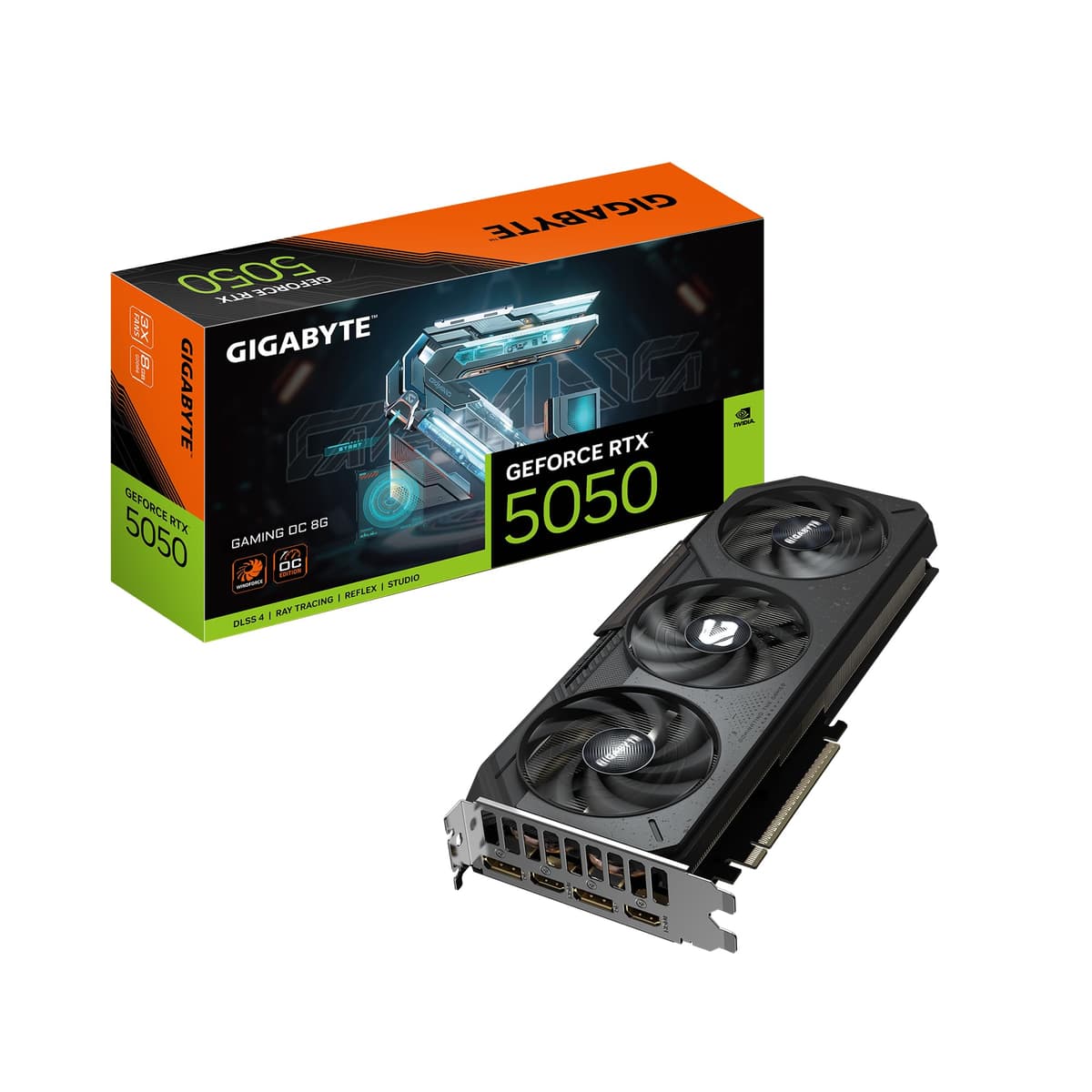 GIGABYTE GeForce RTX 5050 Gaming OC 8G Tarjeta de Video, 8GB GDDR6 128 bits, PCIe 5.0, Sistema de Enfriamiento WINDFORCE, GV-N5050GAMING OC-8GD