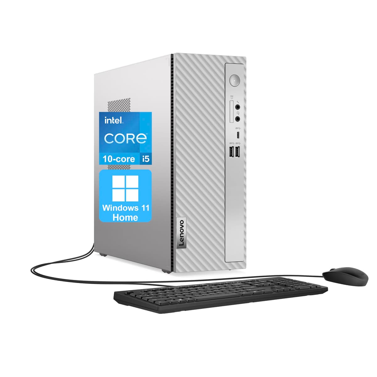 Computadora de escritorio Lenovo IdeaCentre 3 SFF, Intel Core i5-14400 de 10 núcleos, 32 GB RAM, SSD de 2 TB, HDMI + VGA, Wi-Fi 6, RJ-45, USB-C, teclado y mouse con cable, Windows 11 Home