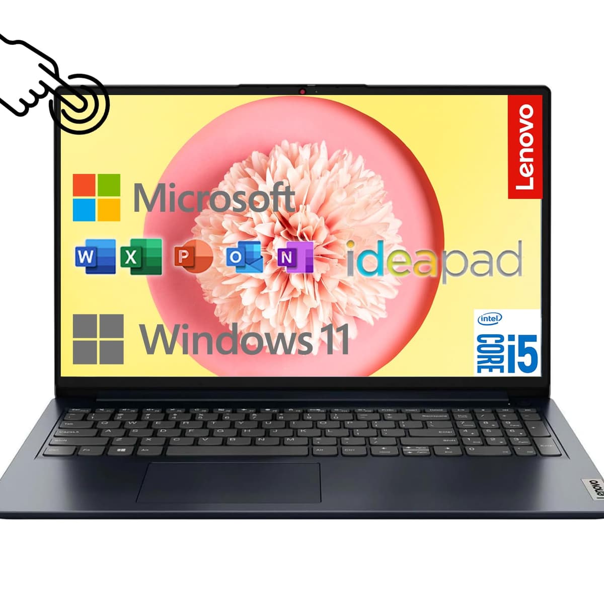 Lenovo IdeaPad 15.6 pulgadas FHD Pantalla Táctil Portátil Empresarial con Office 365 Web de por Vida - Intel 13.ª Gen i5 de 10 núcleos (Rinde más que i7-1255U) - 8GB RAM, 1TB Almacenamiento (512GB SSD + 512GB Externo) sin Mouse 0006i5_v1