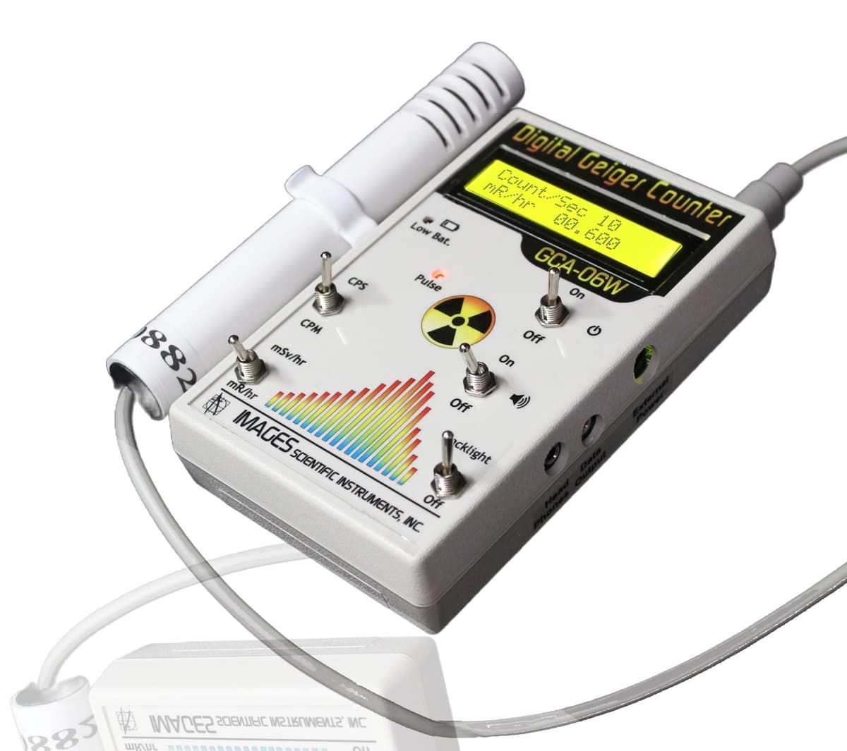 imagesco Contador Geiger digital profesional GCA-06W con sonda externa, listo para certificación ANSI