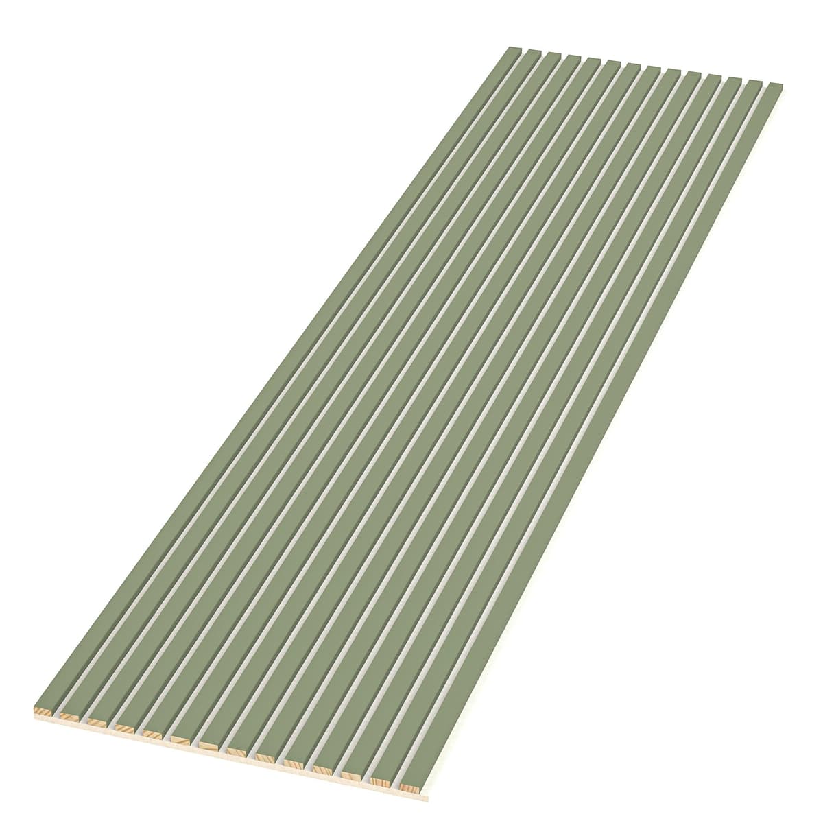 Generic Paneles acústicos de listones de madera 94" x 24" (Set de 10) Alamosa Green con base blanca ACP10