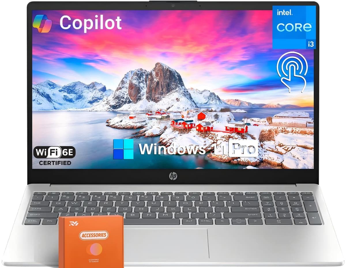 HP Flagship portátil táctil de 15.6", Office Pro gratis de por vida, Intel i3-1215U de 6 núcleos hasta 4.4 GHz, 32 GB RAM, SSD de 1 TB, gráficos UHD, Wi-Fi 6E, hasta más de 10 horas de batería, HDMI, USB-C, Windows 11 Pro 15-fd0023dx/A9HM6UA#ABA