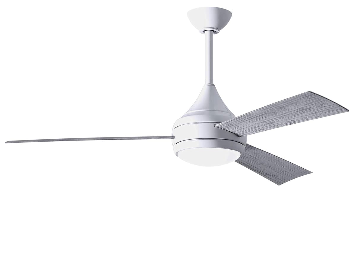 Matthews DA-WH-BW Donaire 52" Ventilador Coastal Marino con Luz LED y Control Remoto, Barn Wood Aspas, Blanco Brillante