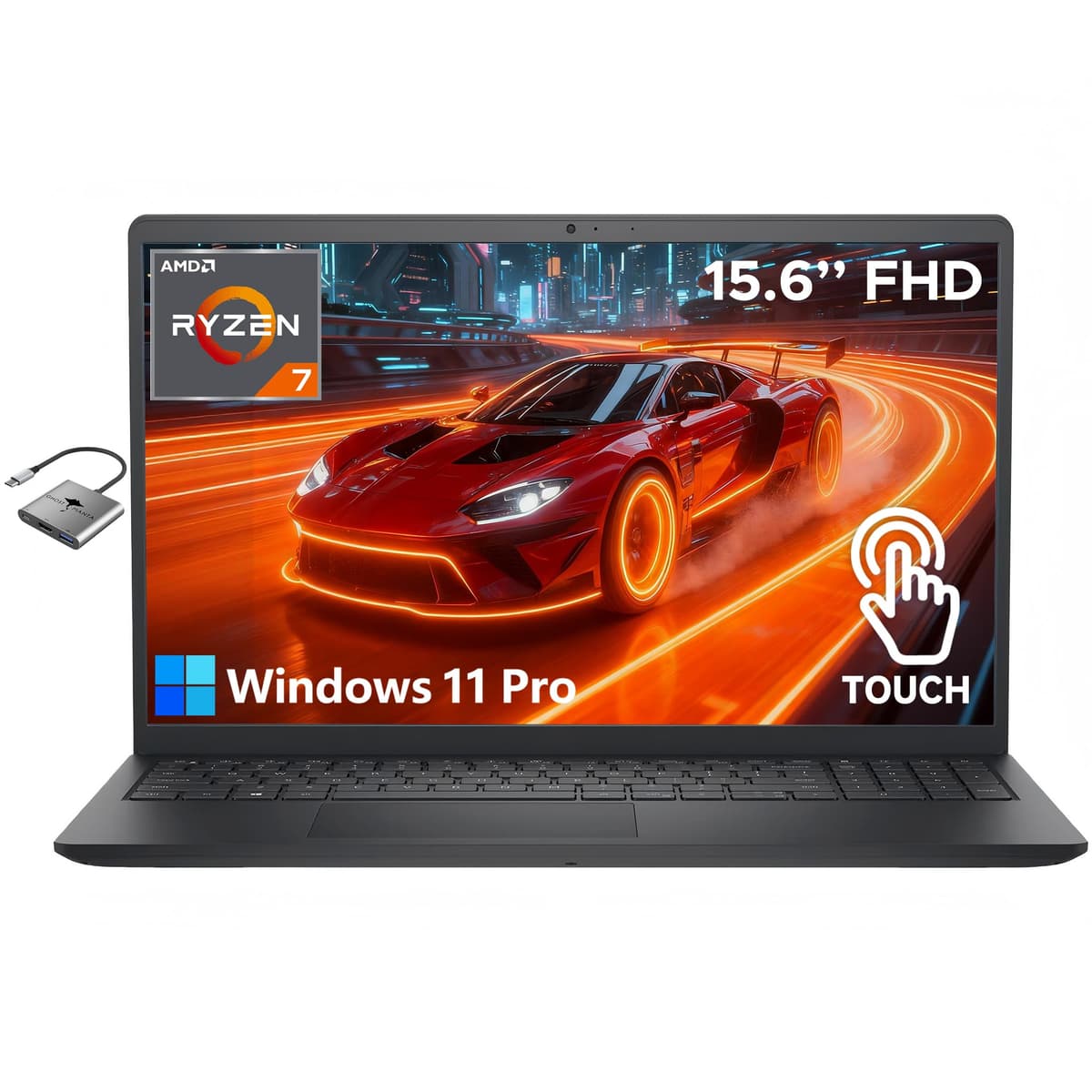 Dell Inspiron 15.6" FHD con pantalla táctil para estudiantes y negocios, Ryzen 7 de 8 núcleos (mejor que i7-12650H), 16 GB RAM, 1 TB SSD, larga duración de batería, cámara web, Bluetooth, HDMI, WiFi, Windows 11 Pro con accesorio GM