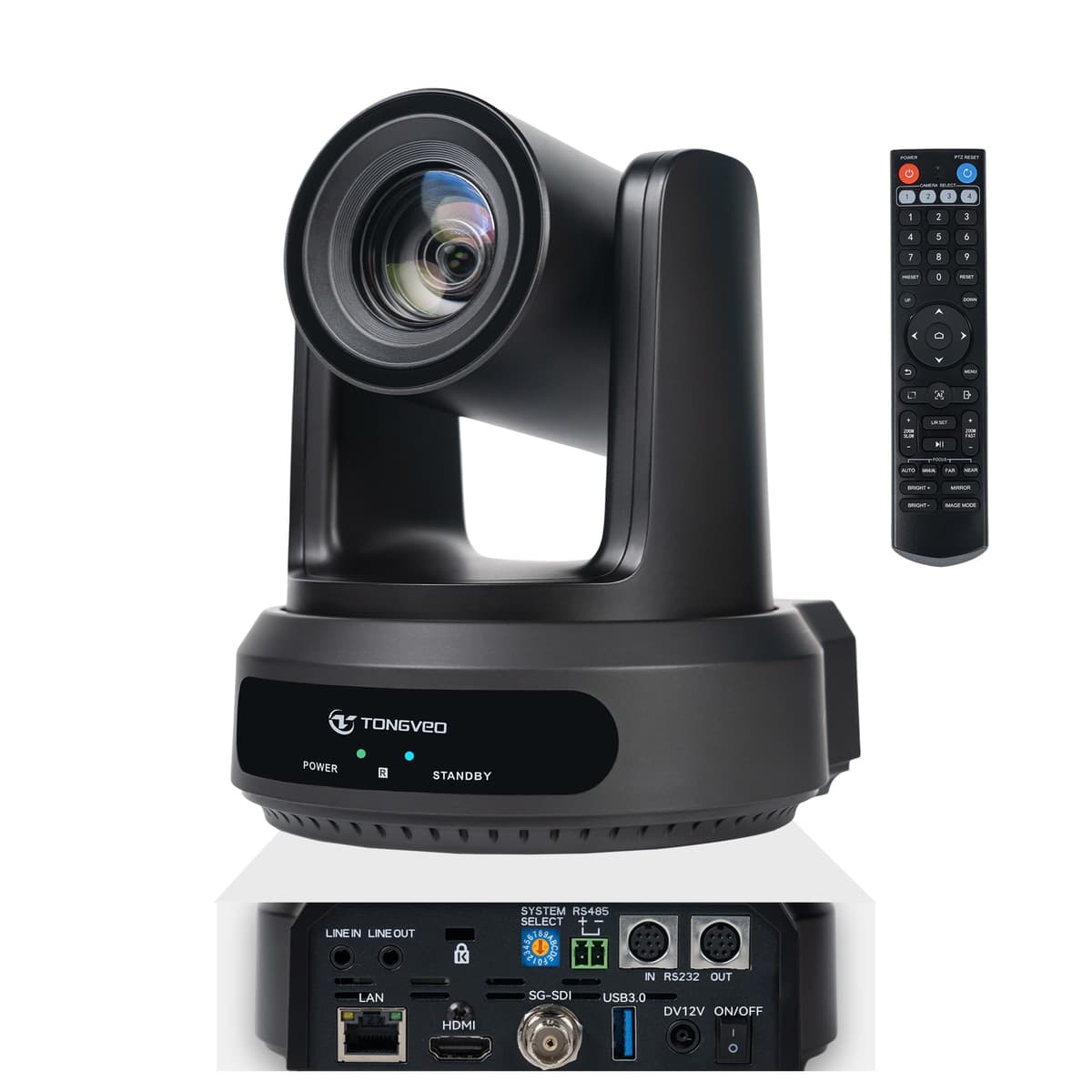 TONGVEO Cámara PTZ IP con Auto-Seguimiento AI SDI/HDMI/USB3.0/LAN PoE Zoom Óptico 30X + Zoom Digital 16X 1080P 60fps para Transmisión en Vivo Servicios Religiosos Educación Videoconferencias con OBS vMix y Más TV-NVMAX-30A