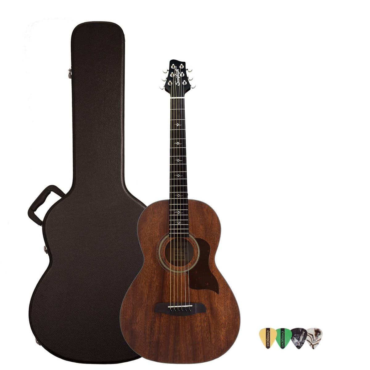 Sawtooth Mahogany Series Parlor electroacústica con tapa maciza y estuche ST-MH-AEP-KIT-1