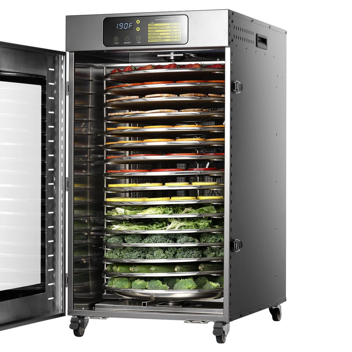 Septree Rotary Food Dehydrator 16 Trays, 1500W Full Stainless Steel Industrial Dehydrater (Gunmetal Gray) DSC-16H