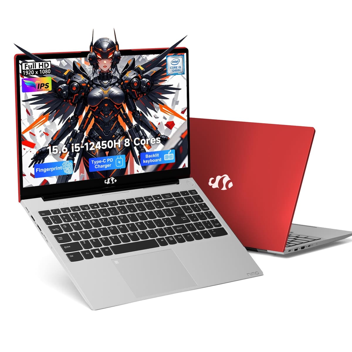 NIMO 15.6" FHD IPS Business Laptop, Intel i5-12450H de 8 núcleos, 32 GB RAM, 1 TB SSD (Mejor que i7-11800H, hasta 4.4 GHz), Teclado retroiluminado, USB-C 100W, Huella dactilar, WiFi 6, Teclado numérico ARN21S