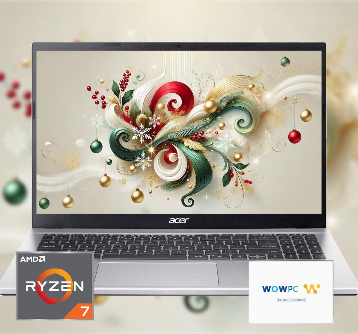 acer Aspire Premium Laptop | CPU AMD Ryzen 7 5700U (rinde como i7-1250U) | 32GB RAM | 1TB SSD | Pantalla FHD 15.6" | Wi-Fi 6 rápido | Diseño elegante | Puerto Ethernet | Eliminación de ruido por IA | Windows 11 | WOWPC
