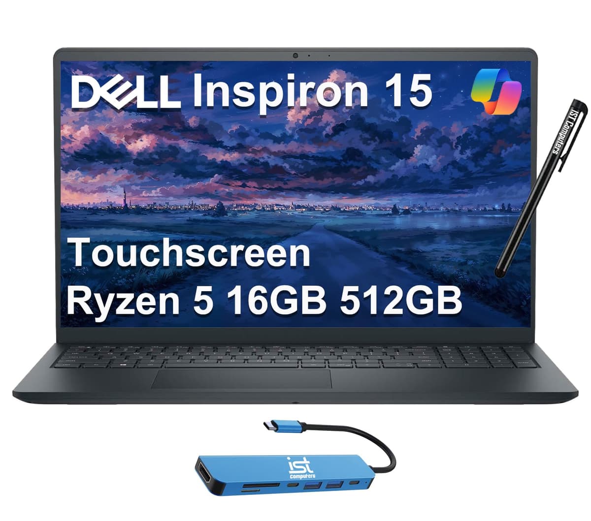 DELL Inspiron 15 15.6" Laptop Empresarial (Pantalla Táctil FHD, AMD Ryzen 5 7530U, 16GB RAM, 512GB SSD PCIe, (6 núcleos Mejora i7-1165G7)) Teclado Numérico, Cámara Web, Inspiron 3000 3535 2024, Win 11 Pro, Negro Carbón Inspiron 3535