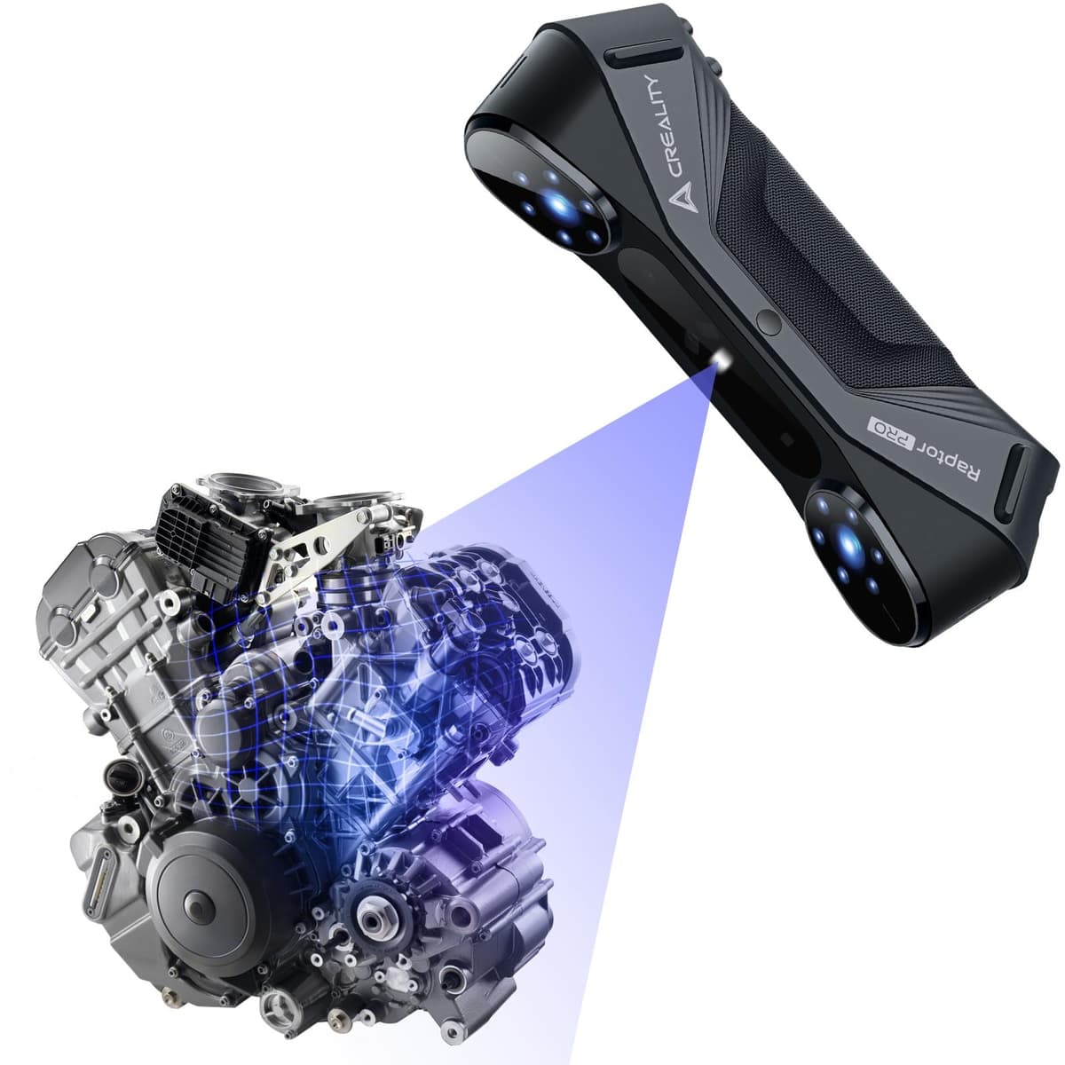 Creality Raptor Pro Escáner 3D Blue Laser, 0.02mm Precisión Metrológica, 22+7 Líneas, Hasta 60FPS CXGJX-3DS-6MM-10P