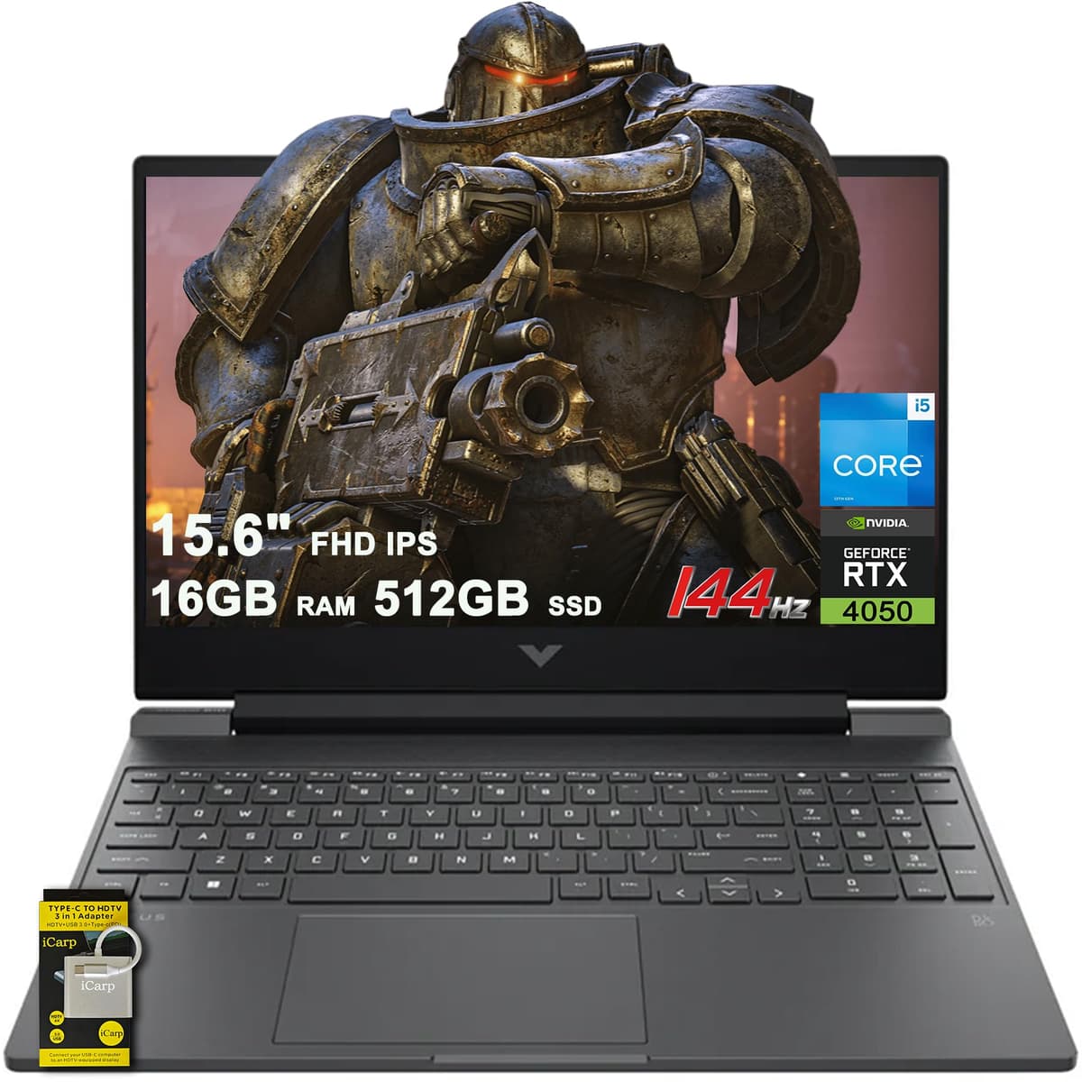 Laptop Gamer HP Victus 15.6" FHD IPS 144Hz Intel i5-13420H de 8 núcleos (>i7-12650H) 16GB DDR4 512GB SSD GeForce RTX 4050 Teclado Retroiluminado Type-C B&O Carga Rápida Win11 Accesorios ICP