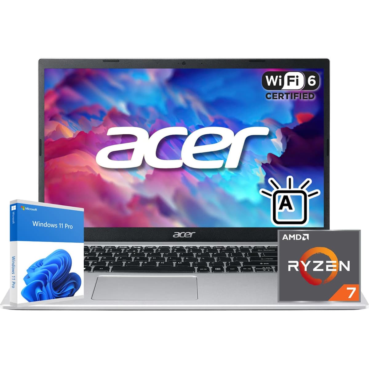 acer Aspire 3 portátil | CPU AMD Ryzen 7 7730U (supera al Intel i7-1365U) | pantalla FHD de 15.6" | teclado retroiluminado | 32 GB RAM | 1 TB SSD | Windows 11 Pro | escuela, negocios y productividad