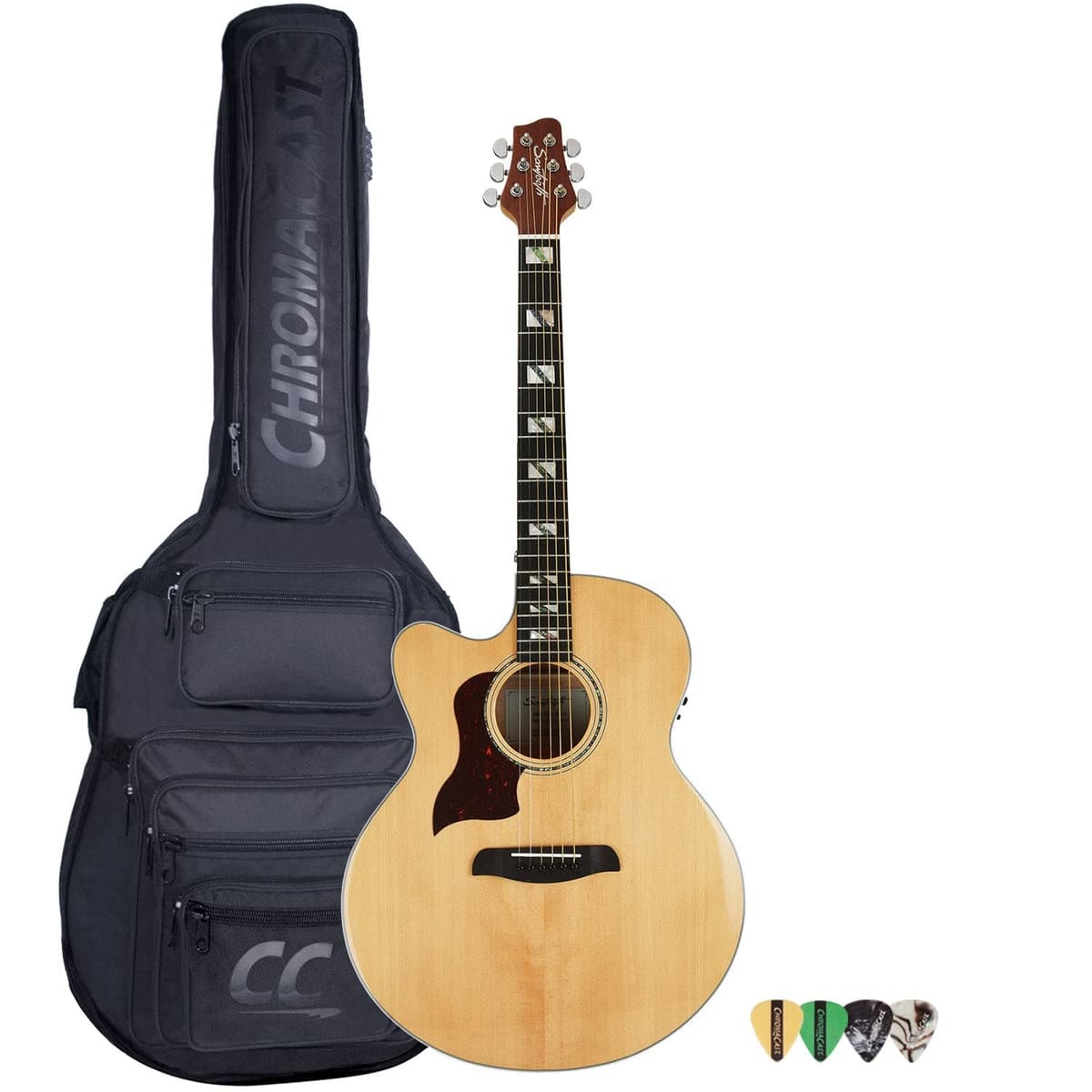 Sawtooth ST-MPL-AEJC-LH-KIT-3 Guitarra Acústica-Electro Jumbo Zurda Maple con Funda Acolchada y Picks