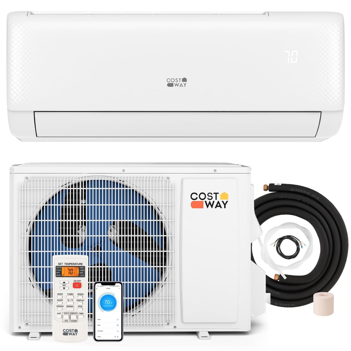 COSTWAY 12000 BTU Mini Split Inverter 22 SEER2 con bomba de calor (115V) 10153-CYJV