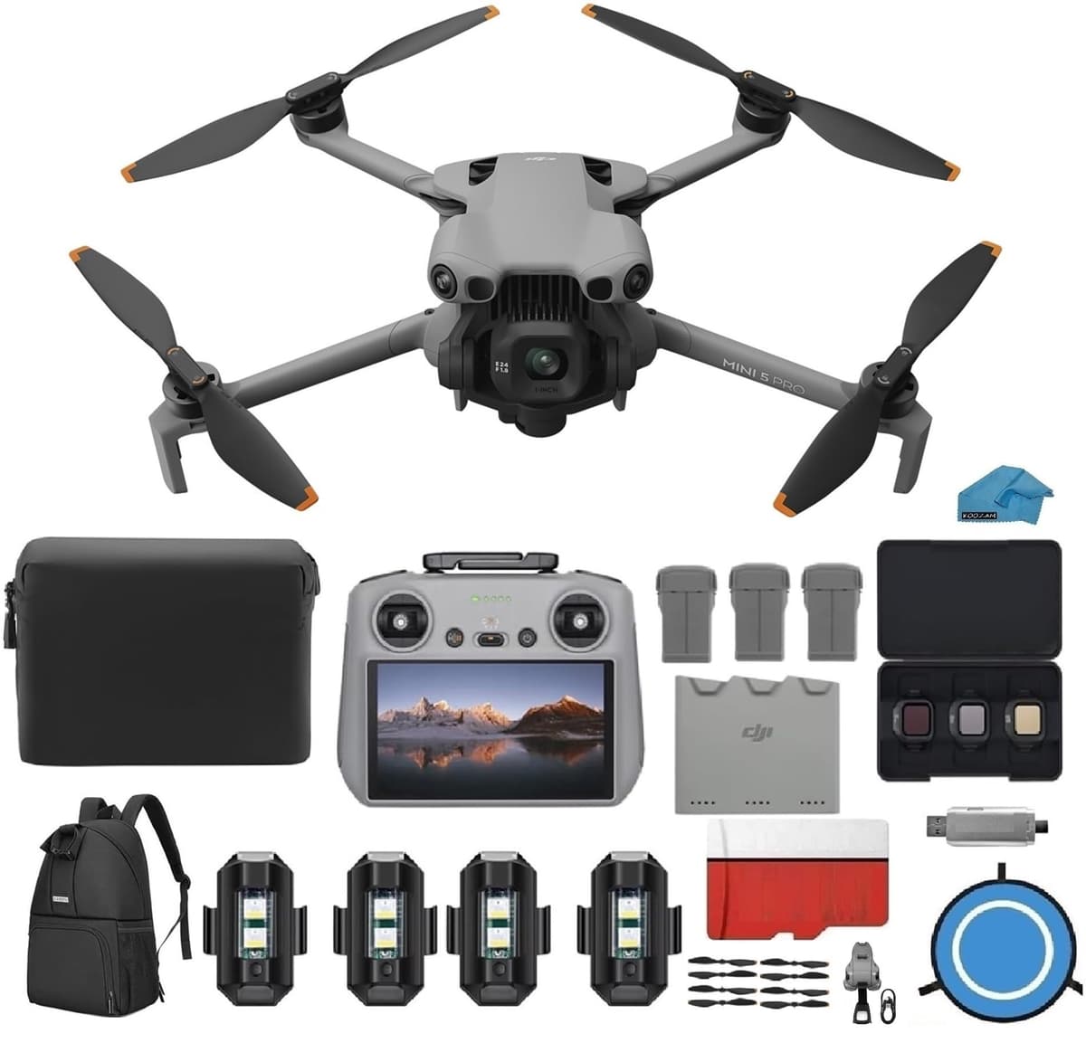 DJI Mini 5 Pro Fly More Combo PLUS con DJI RC 2 Controller (with screen), Dron Plegable con Cámara, CMOS de 1 pulgada, Dron 4K para Principiantes con Detección de Obstáculos Omnidireccional, ActiveTrack 360°, Rotación de Gimbal de 225°, Paquete de 3 Baterías de Alta Capacidad