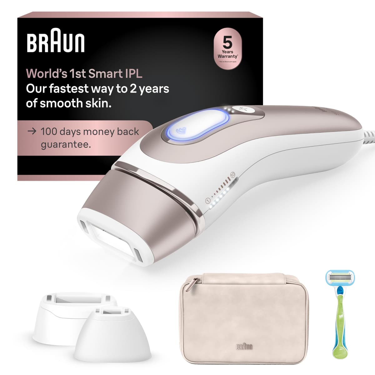 Braun Smart IPL Skin i·Expert Pro 7 PL7243 - Depilación IPL en Casa con 3 Smart Heads y Estuche