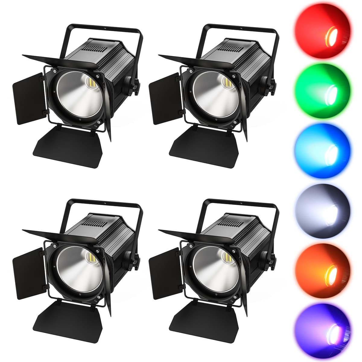 Sparklingtrack Luces Stage Par Can 200W COB RGBWA+UV con Barn Doors, DMX y Activación por Sonido - Pack 4 ZQ09013X4US