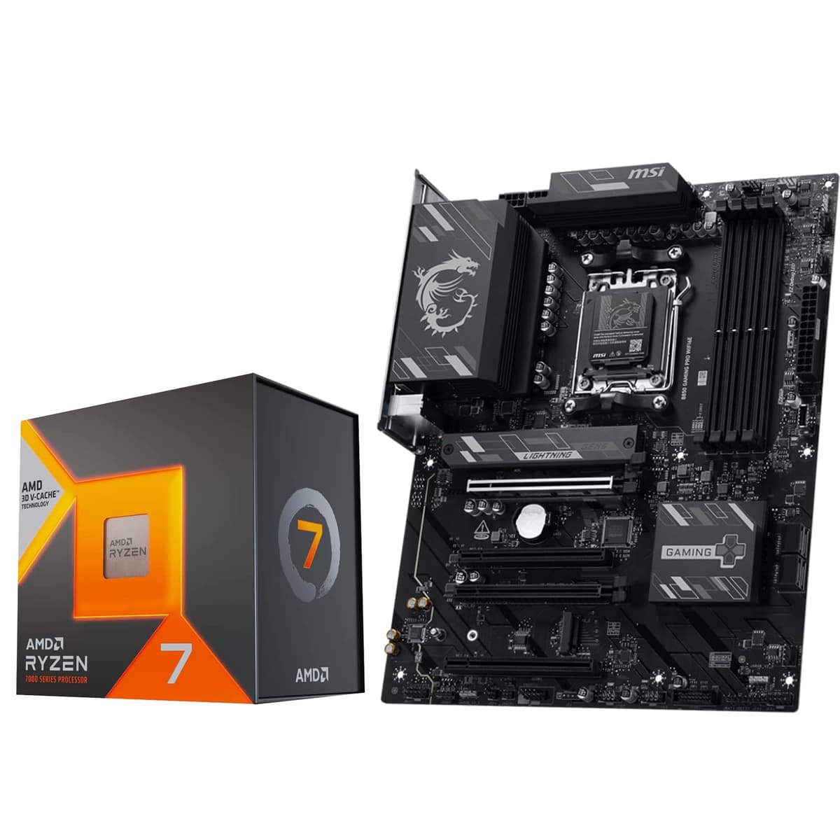 MICRO CENTER Procesador AMD Ryzen 7 7800X3D con Placa Madre MSI B850 Gaming PRO WIFI6E (ATX, AM5, DDR5, M.2 Gen5, Wi-Fi 6E) 7800X3DB850GAMINGPRO