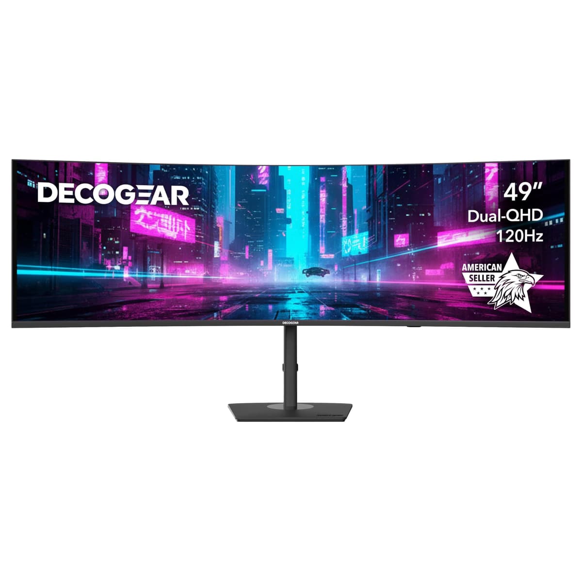 Monitor Curvo Ultrawide Deco Gear 49″ Dual-QHD | 5120×1440 32:9 HDR400 | Panel VA 120Hz | USB-C 65W PD, FreeSync, PBP/PIP, Switch KVM | Parlantes Integrados y Base Ergonómica VIEW495K