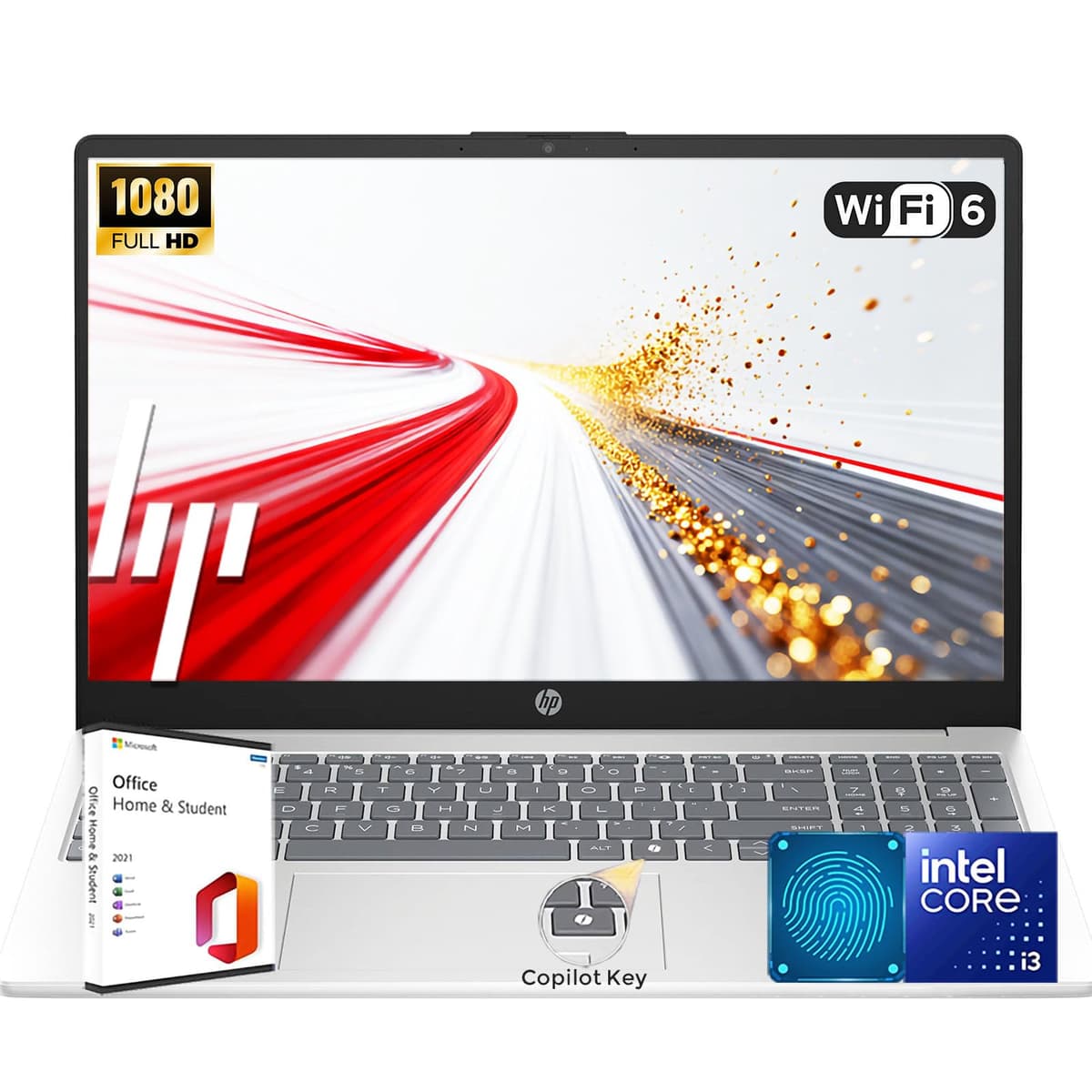 HP Más Reciente Laptop 15.6" FHD con Microsoft Office | Intel 13.ª Gen i3 de 8 Núcleos (Mejor que i5 de 11.ª Gen) | 32GB RAM | 1TB SSD | Tecla AI Copilot | Lector de Huellas | Wi-Fi 6 | Windows 11 | Sin Mouse Pavilion