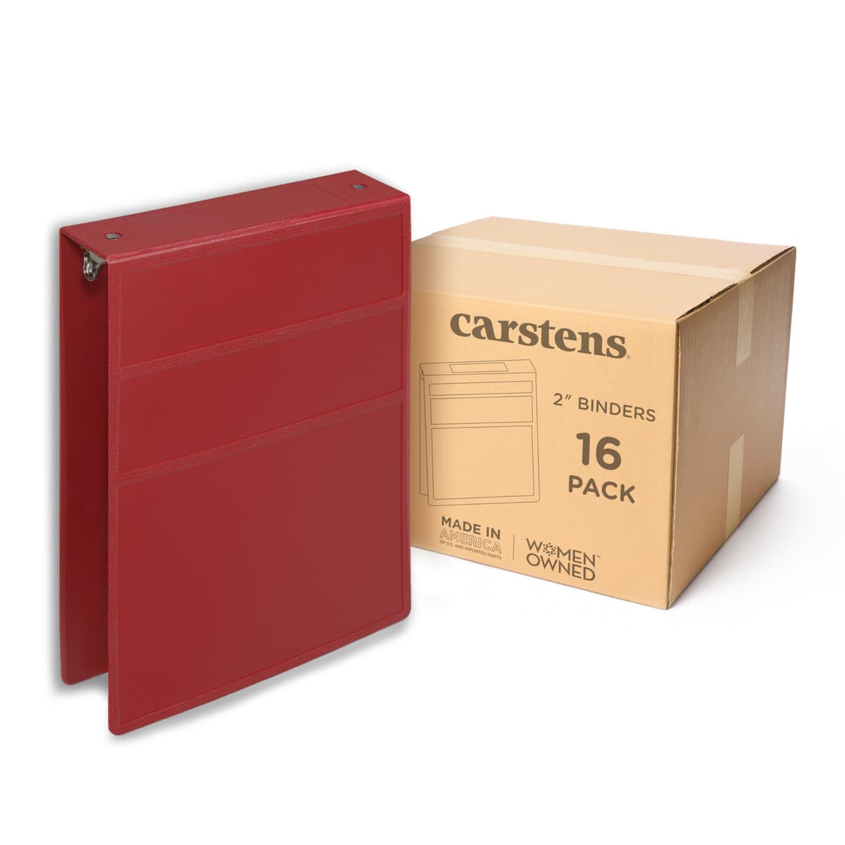 Carstens Binder 2" Heavy Duty 3-Ring - Brick Red, Apertura Superior, Impermeable, Sin Bolsillos, Capacidad 300 hojas (2878-3R) 2878-3RCS